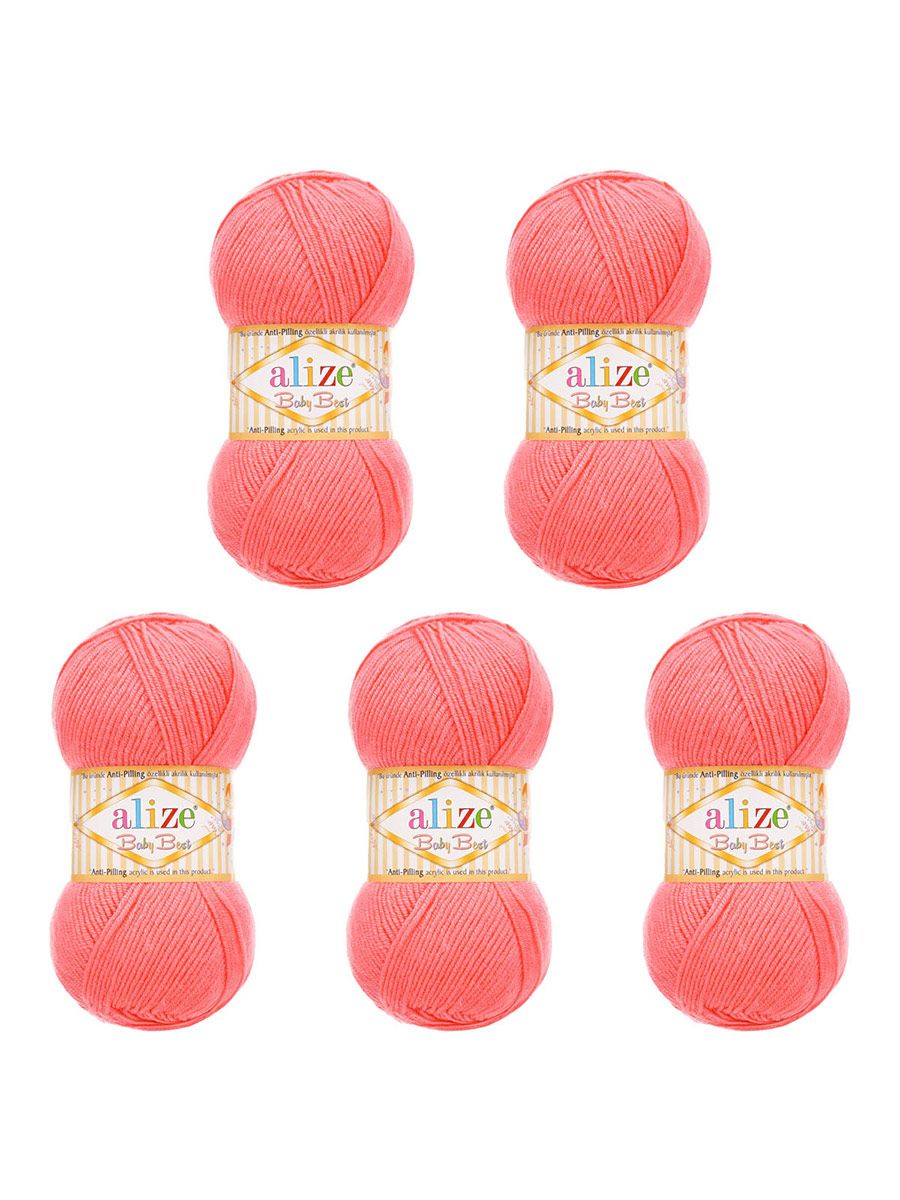 Пряжа для вязания Alize baby best бамбук акрил с эффектом антипиллинг 100 г 240 м 170 розовый 5 мотков - фото 6