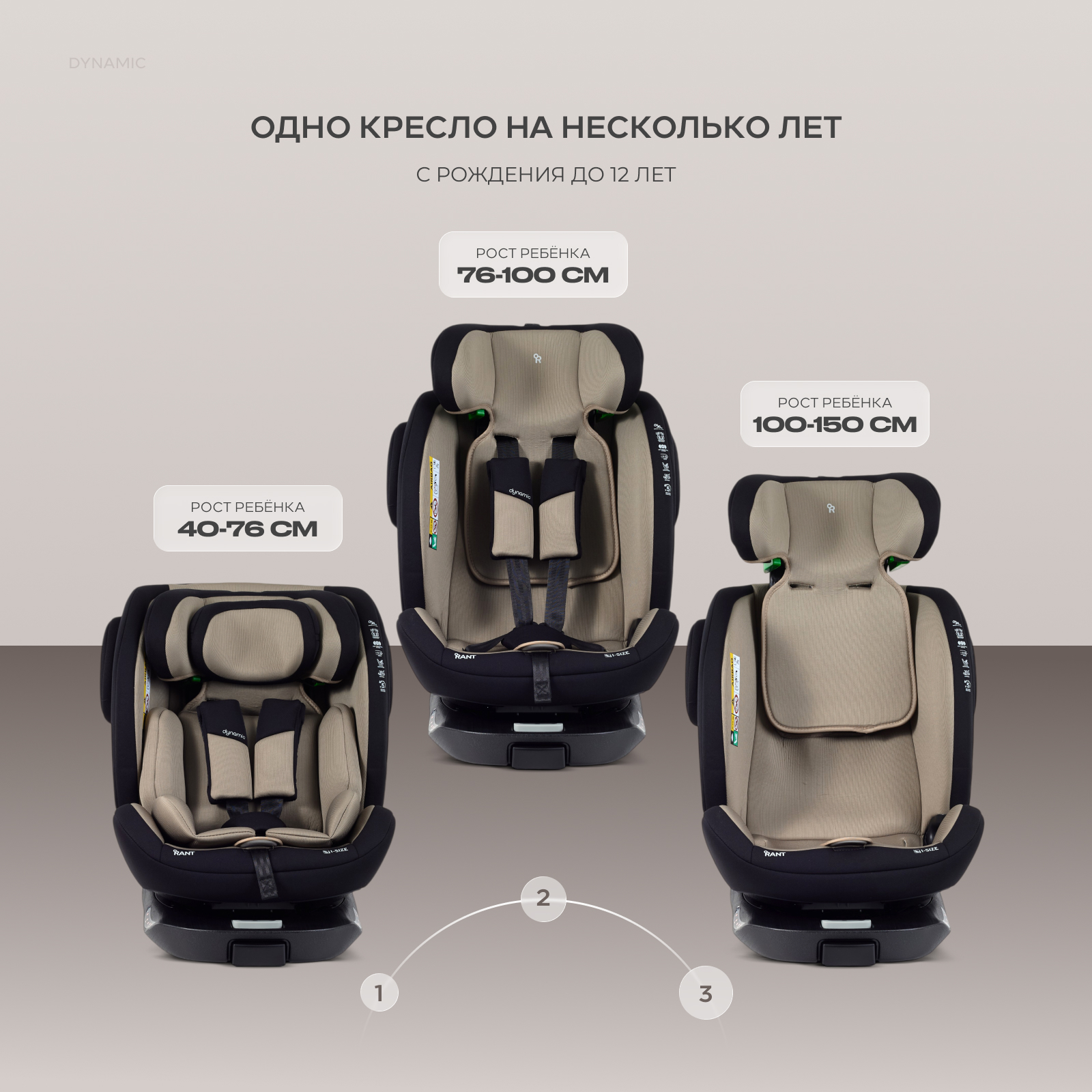 Автокресло Rant Basic Dynamic Isofix 0+/1/2/3 (0-36 кг) коричневый - фото 3