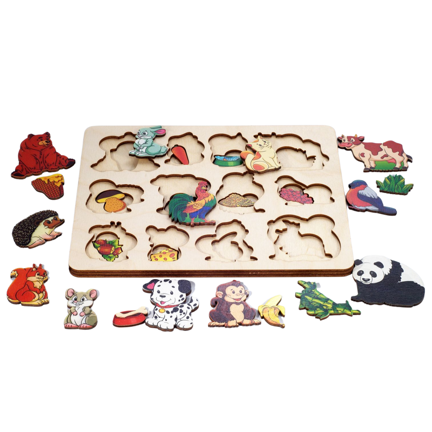 Игрушка Нескучные игры рамка-вкладыш Монтессори Кто что ест - фото 2