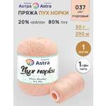 Пряжа Astra Premium Пух норки Mink yarn воздушная с ворсом 50 г 290 м 037 пудровый 1 моток
