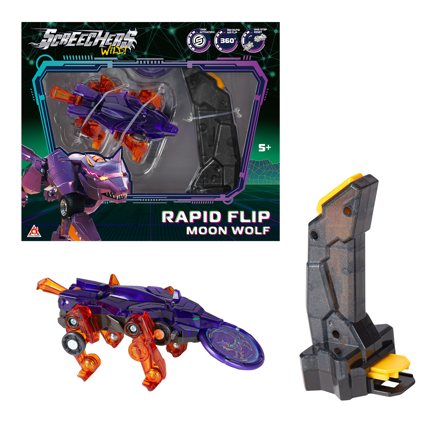 Игровой набор Screechers Wild Рэпидфлип Мун Вульф - фото 1