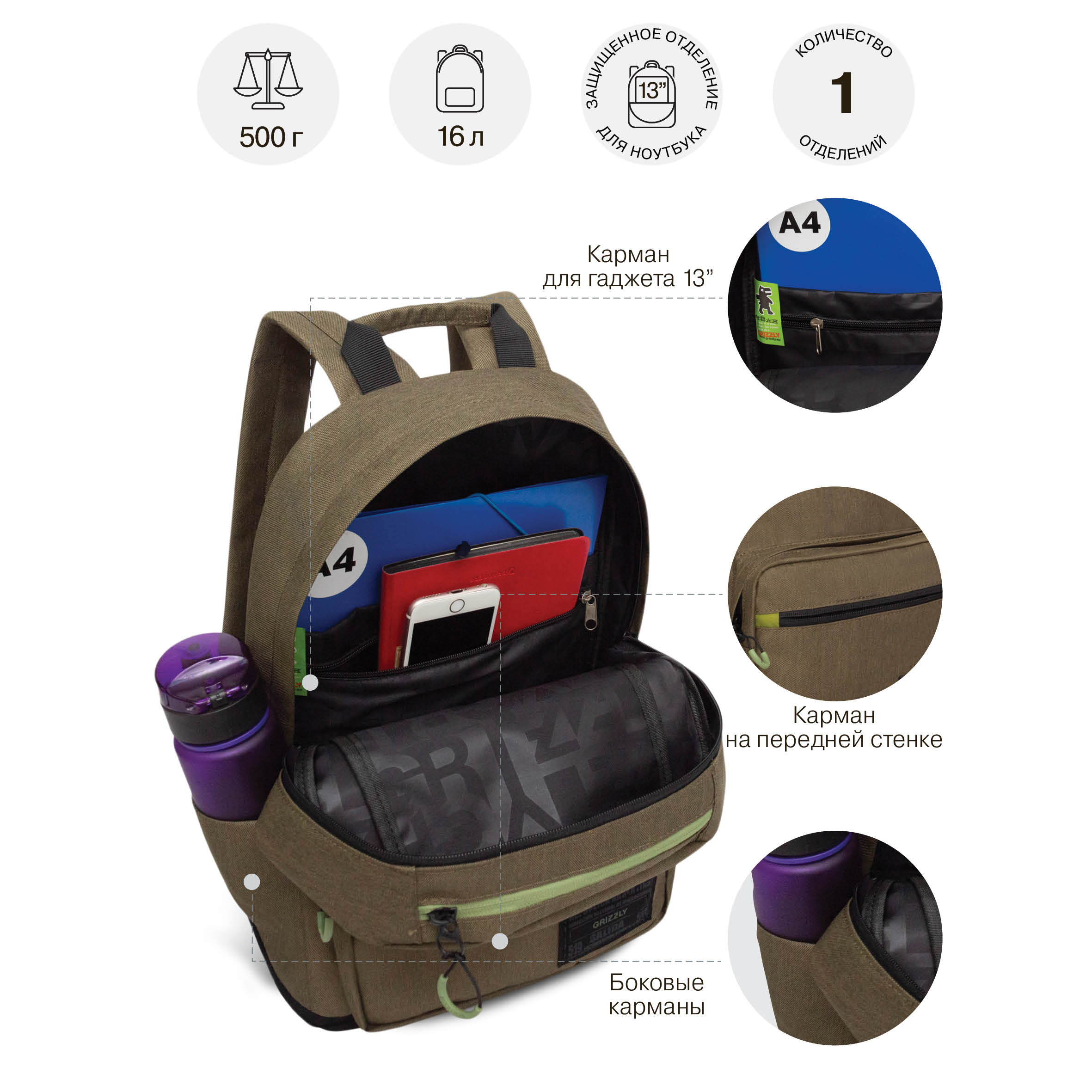 Рюкзак Grizzly для мальчика - фото 7