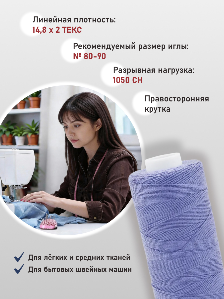 Нитки для шитья 40/2 Bestex 10шт цв 323 - фото 2