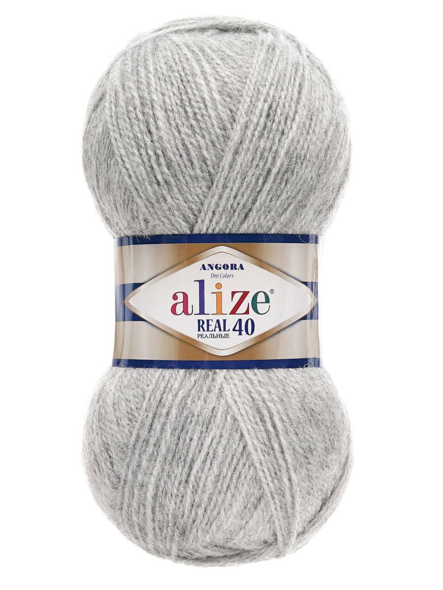 Пряжа Alize мягкая для вязания Angora real 40 100 гр 430 м 5 мотков 614 серый меланж - фото 4
