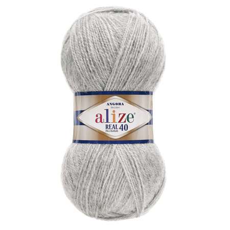 Пряжа Alize мягкая для вязания Angora real 40 100 гр 430 м 5 мотков 614 серый меланж