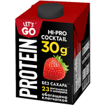 Коктейль молочный Lets Go Клубника 0% безлактозный высокобелковый 500г