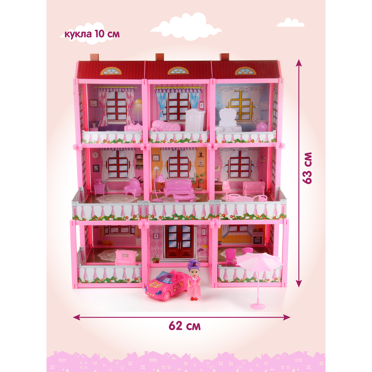 Домик для кукол Veld Co 63 см с мебелью 109346 - фото 2