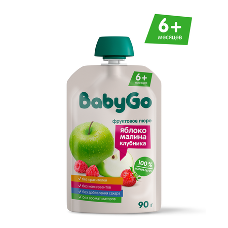 Пюре BabyGo Яблоко-малина-клубника с 6 мес 90 г