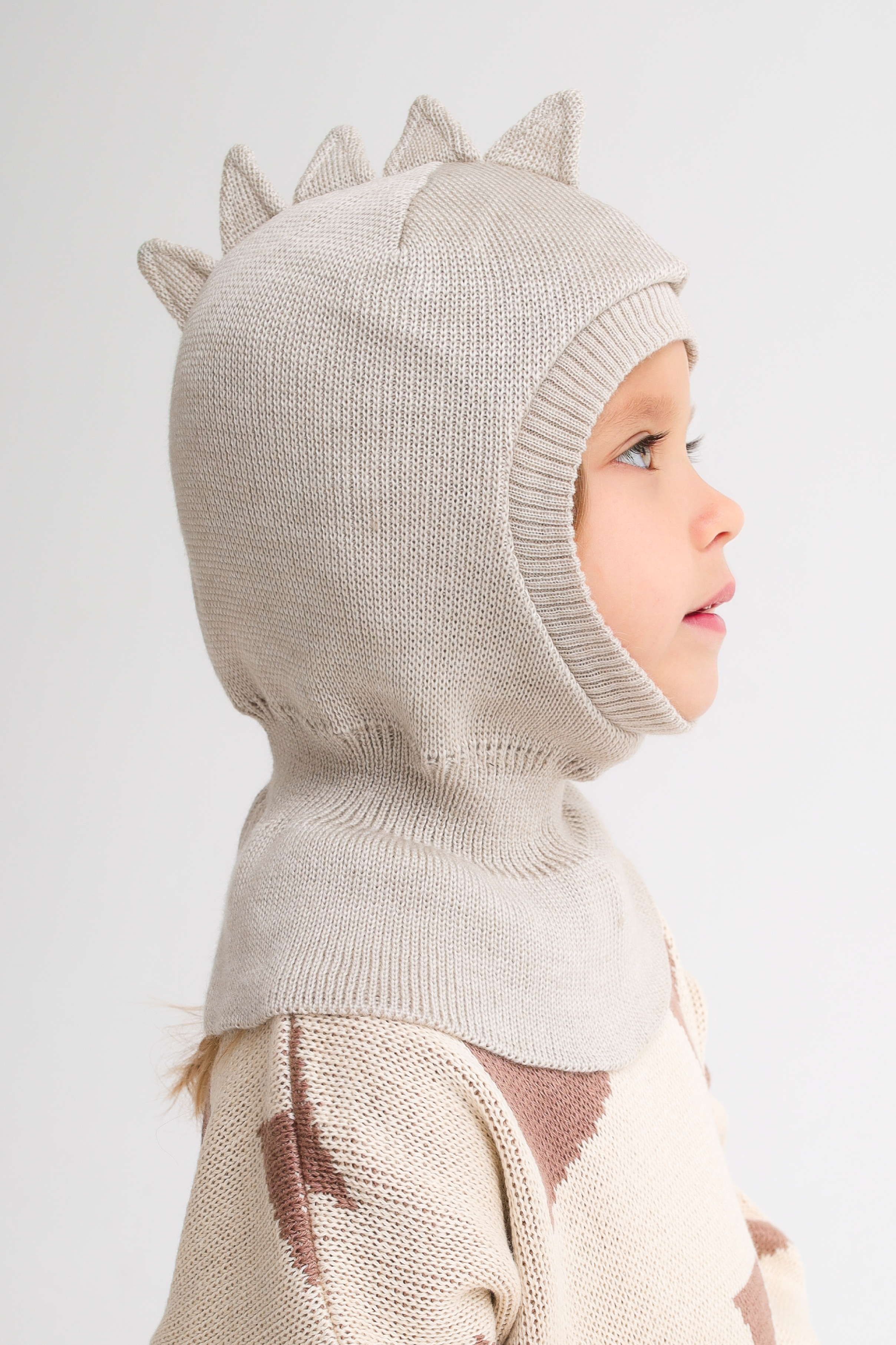 Шапка-шлем MINIDINO ВЯЗ-Ш-006/10003Шлем Дино ангора на флисовой подкладке 2.0 - фото 5