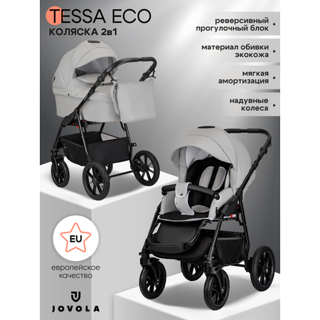 Коляска 2в1 JOVOLA Tessa Eco Te 04 серая кожа
