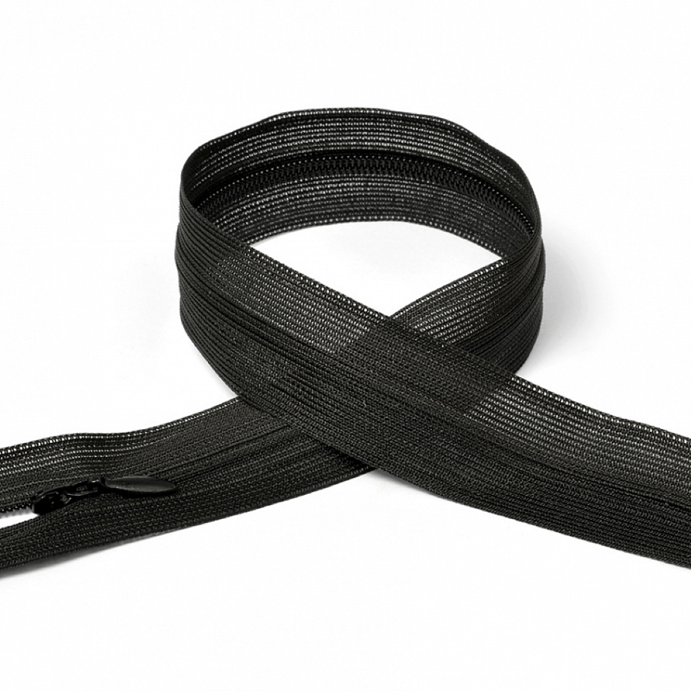 Молния MaxZipper 18 см неразъемная №3 потайная пластиковая черный - фото 1