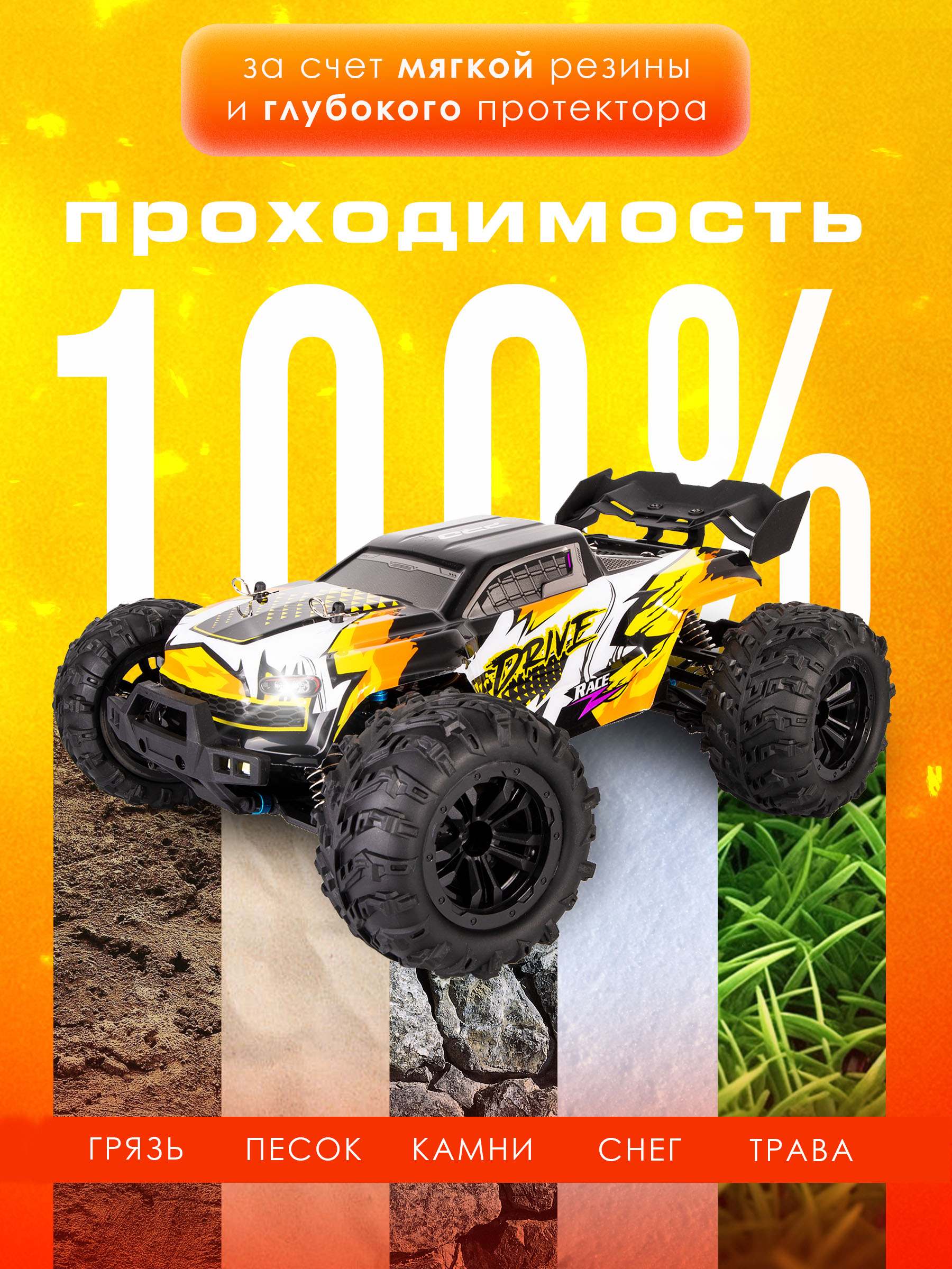 Автомобиль РУ BAZUMI Машинка джип большая с пультом 1:16 - фото 3