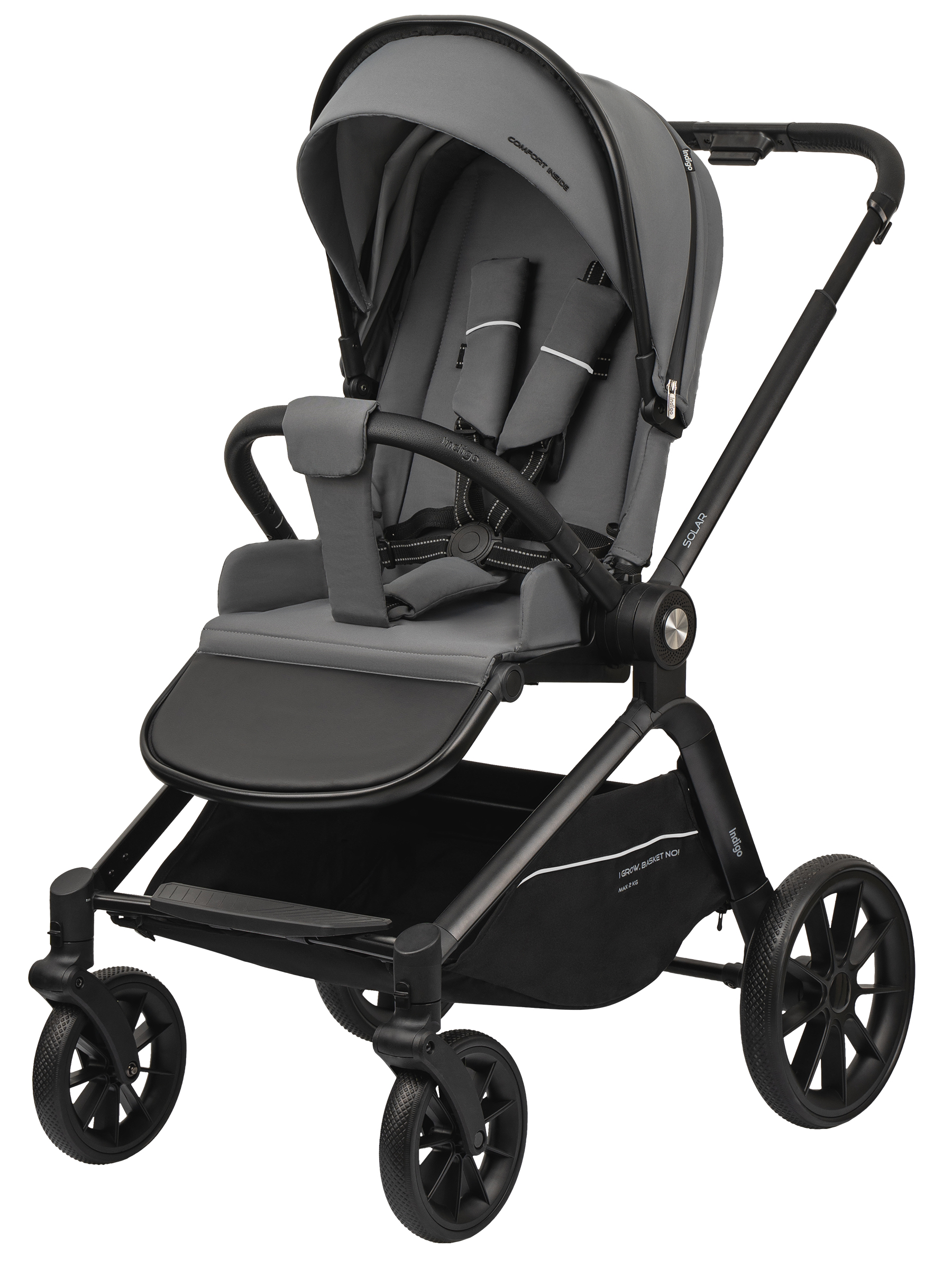 Коляска 2в1 Indigo Solar серый - фото 8