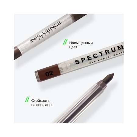Автоматический карандаш для глаз Influence Beauty Spectrum гелевый стойкий тон 02 коричневый 0,28 г