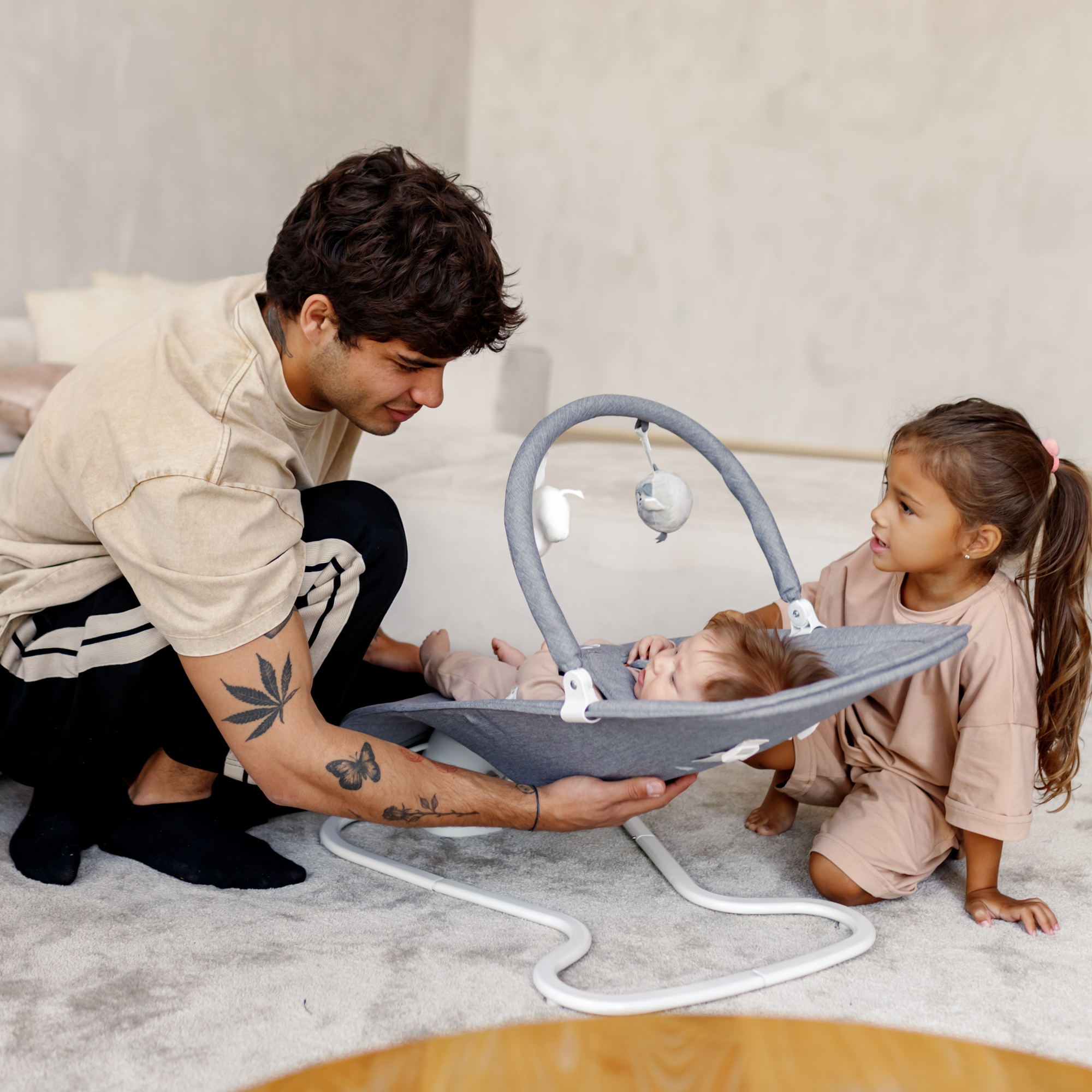 Электронные качели детские Amarobaby Happy Swing Серый - фото 20