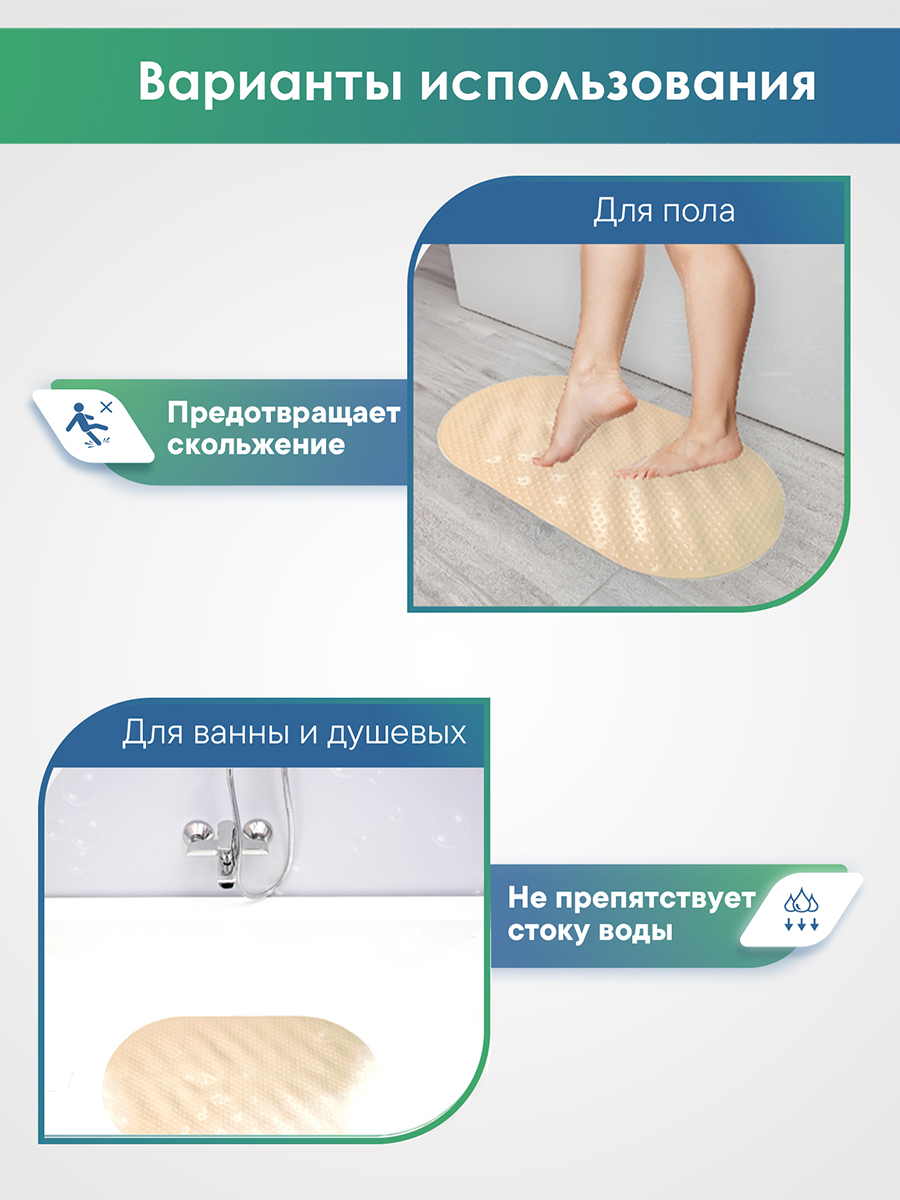 Коврик для ванной VILINA песок 0.38 x 0.68 см 1 шт. - фото 7