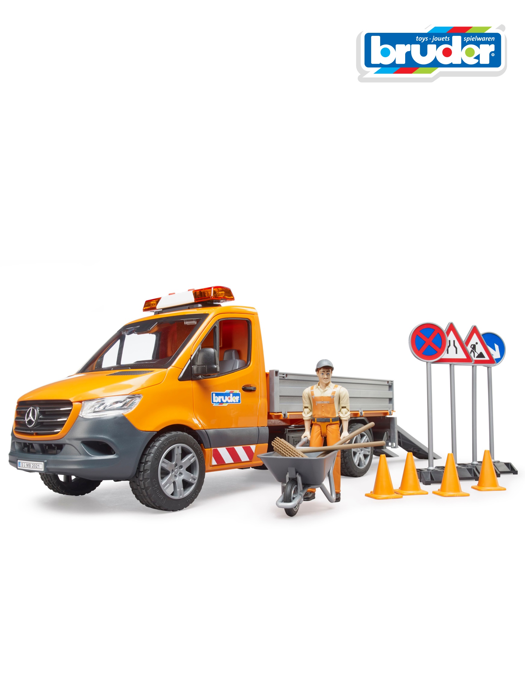 Автомобиль Bruder Mercedes Дорожная служба(свет+звук)+акс 02-677 - фото 1