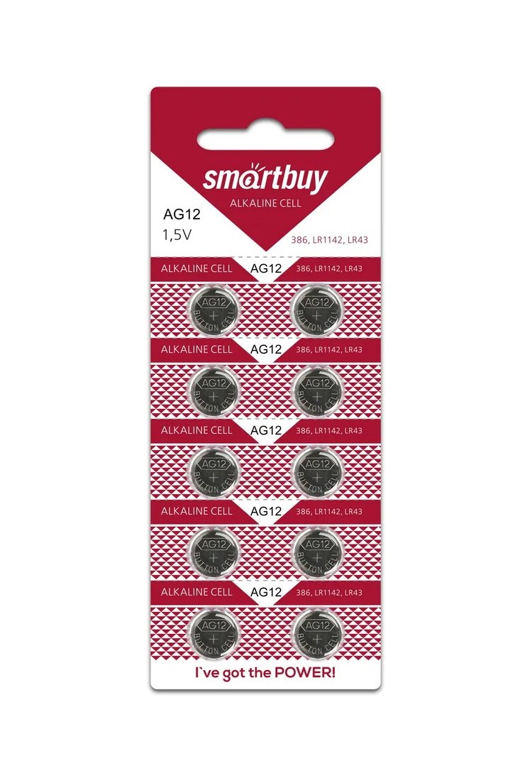Элемент питания Smartbuy AG12 - 10 шт. в упаковке - фото 1