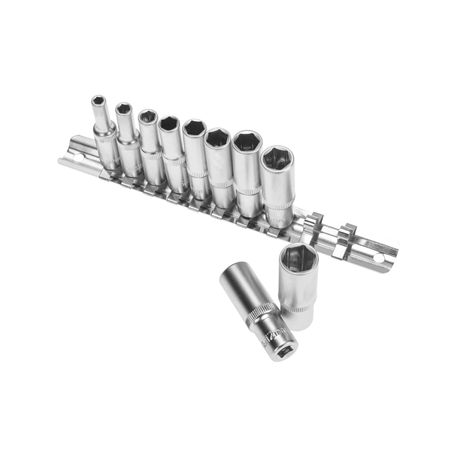 Набор удлиненных торцевых головок 1/4, шестигранные, CrV, 10 шт., 4-13мм - фото 4