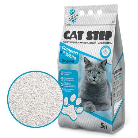 Наполнитель для кошачьего туалета Cat Step Compact White Original комкующийся минеральный 5л