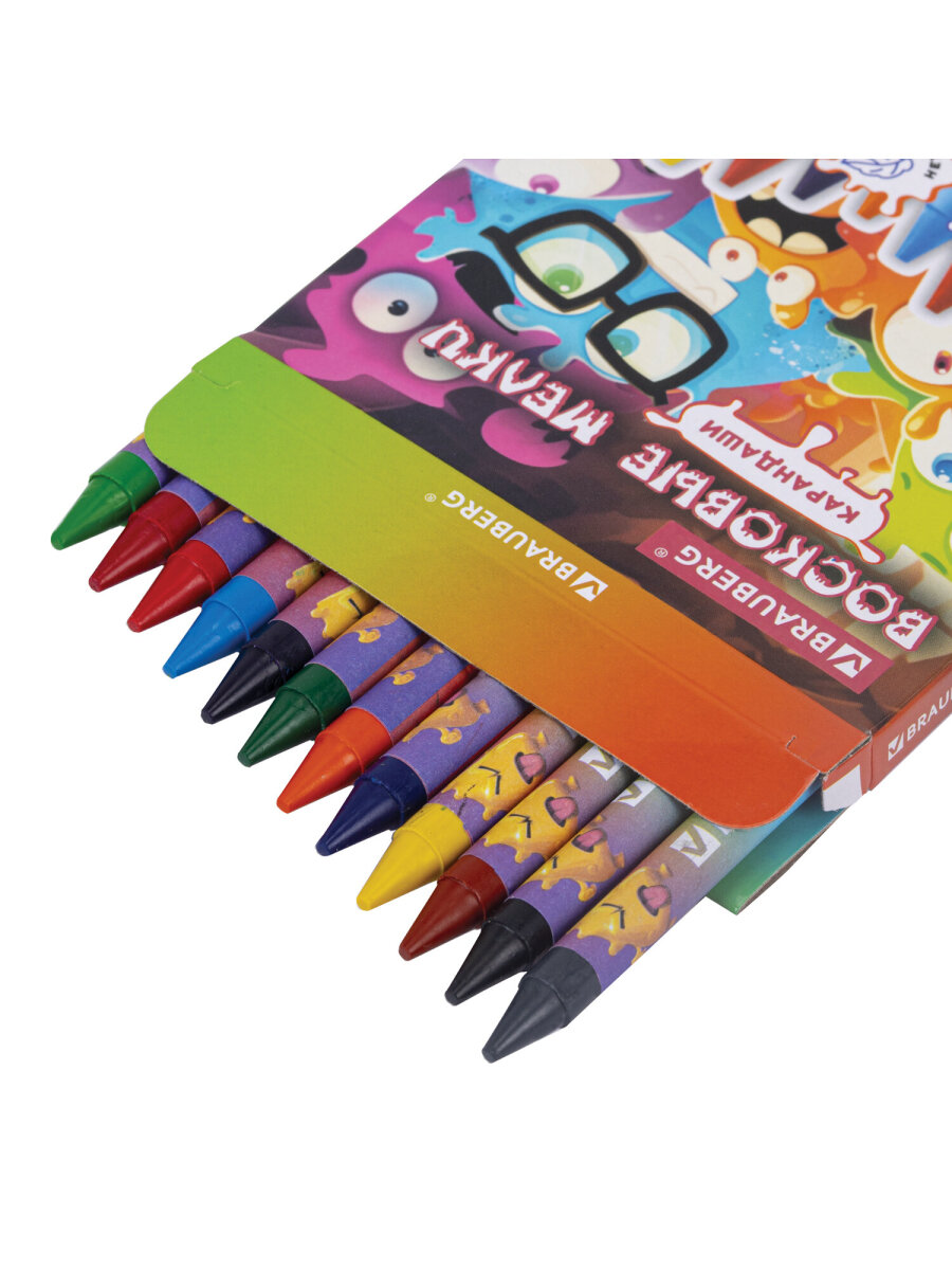 Восковые мелки Brauberg 12 шт. - фото 5