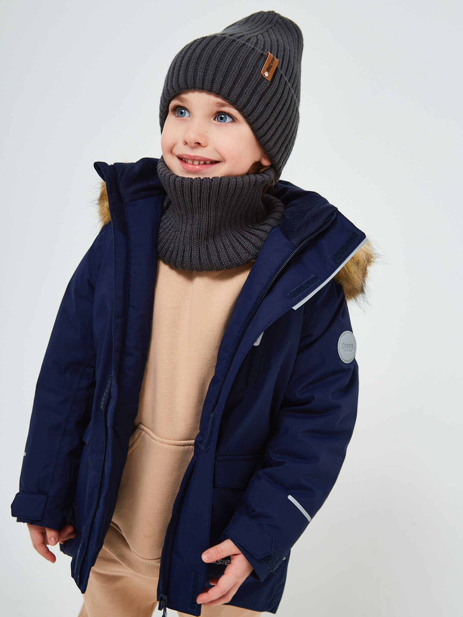 Шапка и снуд NYCkids NYC-H-53-poloski-graphiteB - фото 12