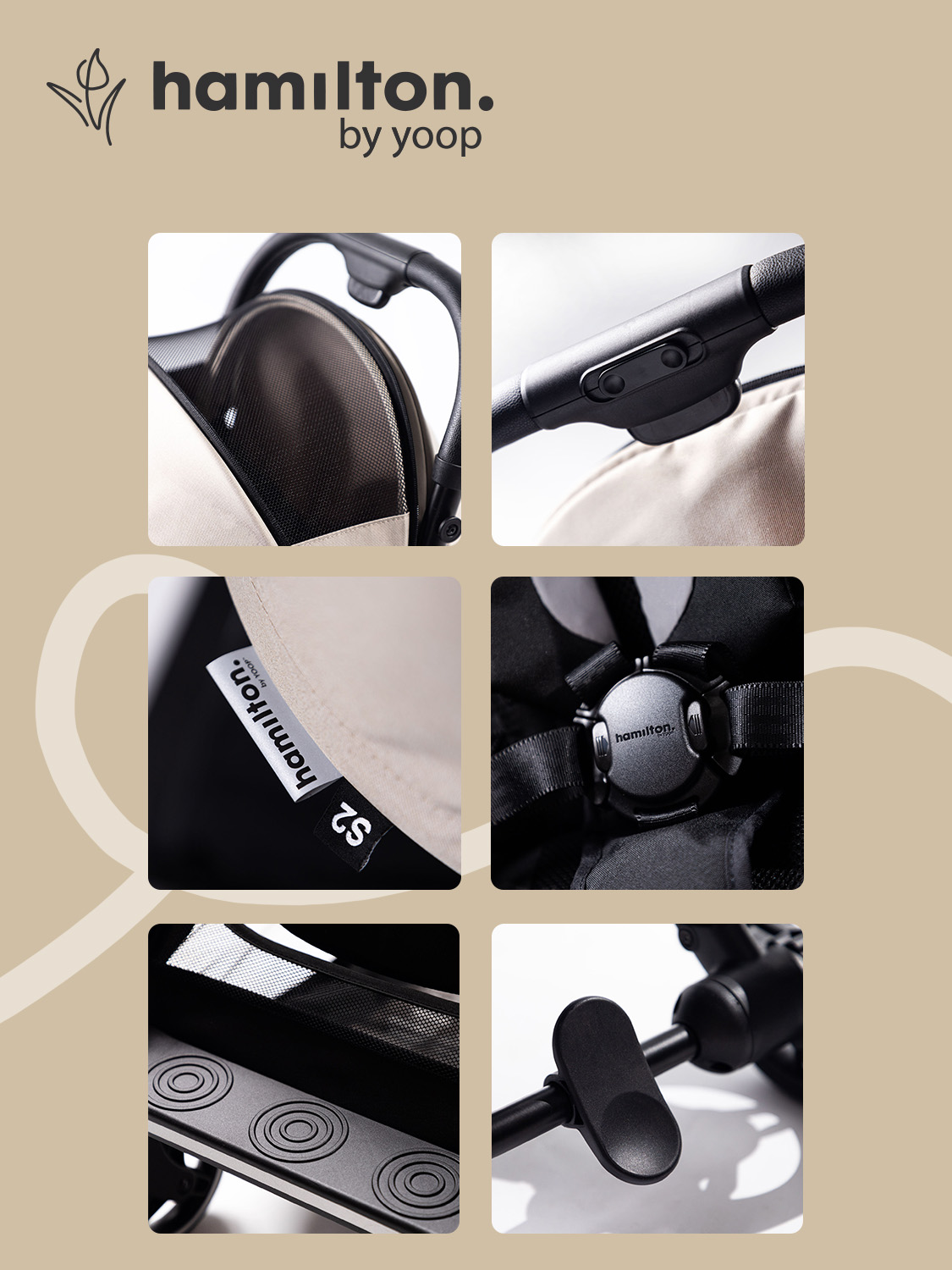 Коляска прогулочная Hamilton by Yoop S2 бежевый - фото 8