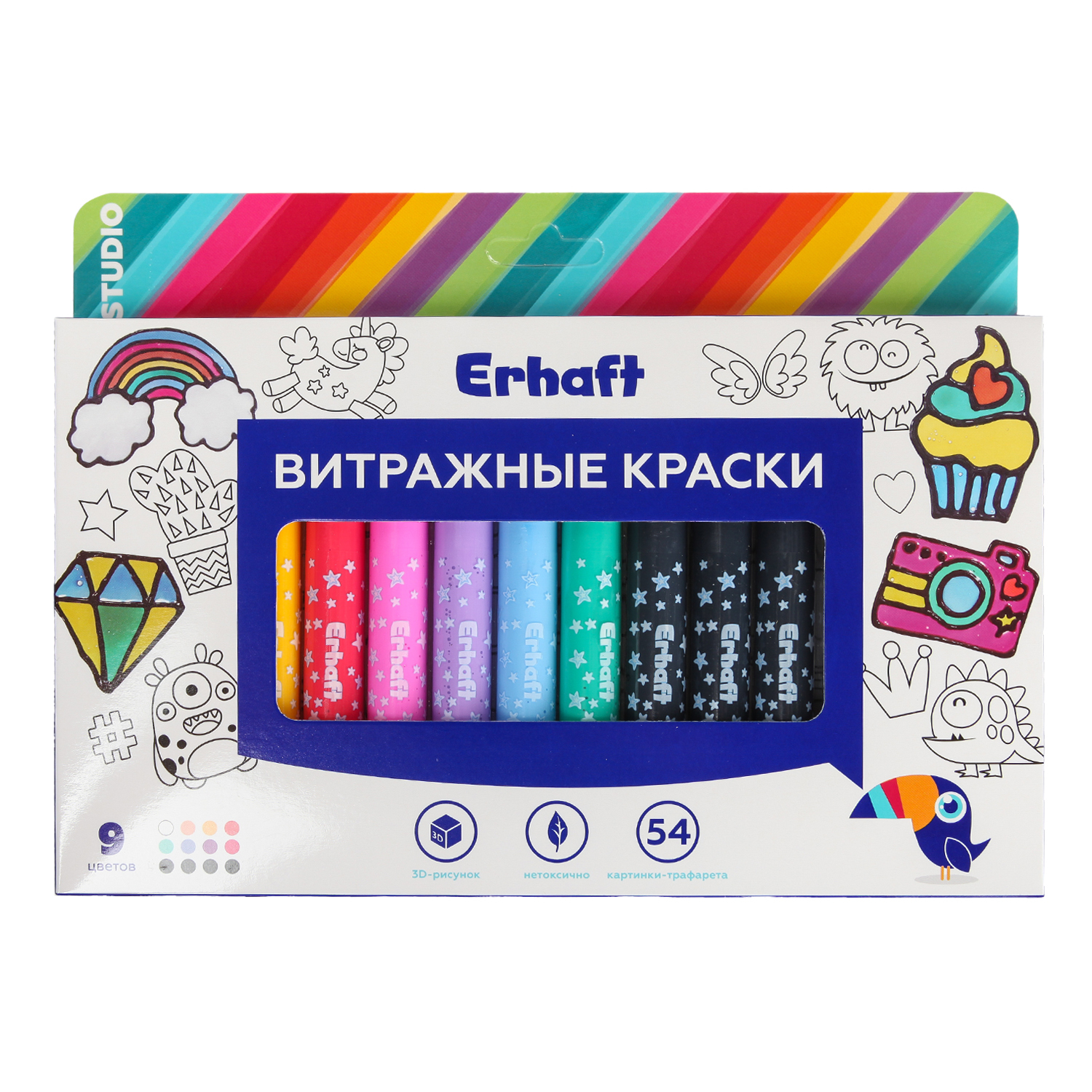 Краски витражные Erhaft 9 цв. - фото 1