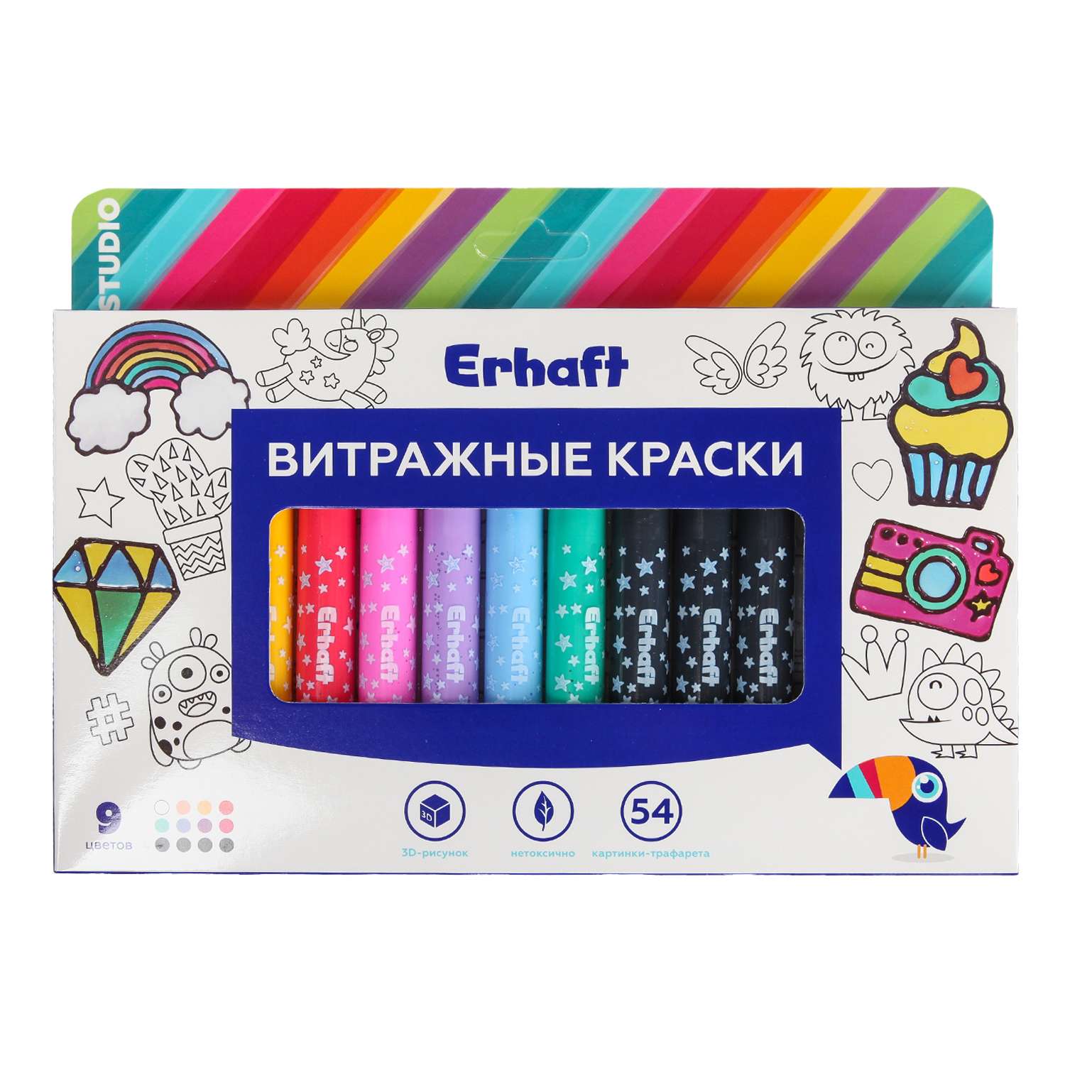 Краски витражные Erhaft 9 цв. - фото 1