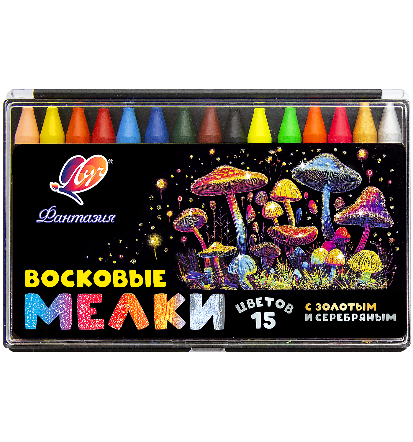 Восковые мелки Луч 15 шт. - фото 1