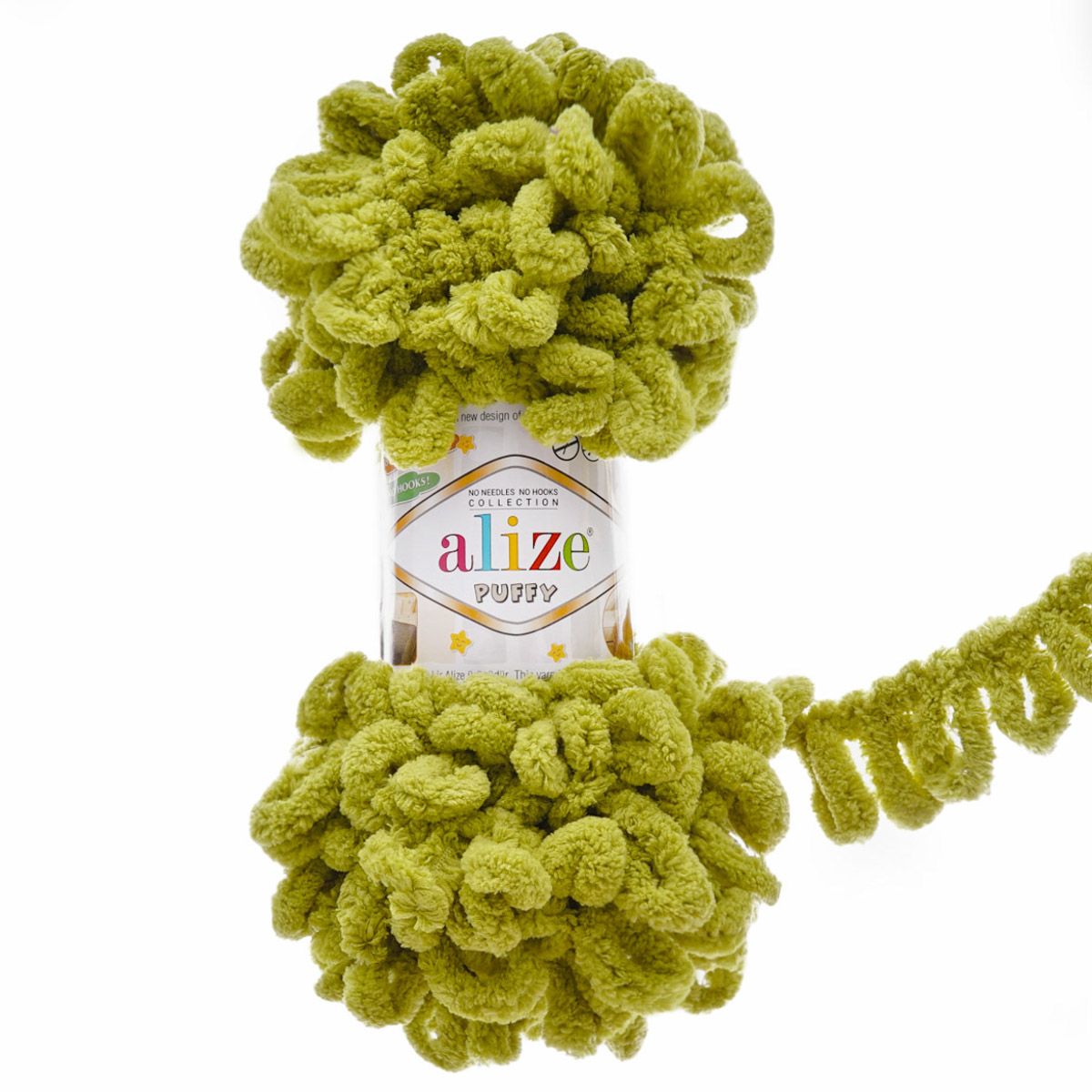 Пряжа для вязания Alize puffy 100 г 9 м микрополиэстер фантазийная плюшевая 11 фисташково-зеленый 5 мотков - фото 4