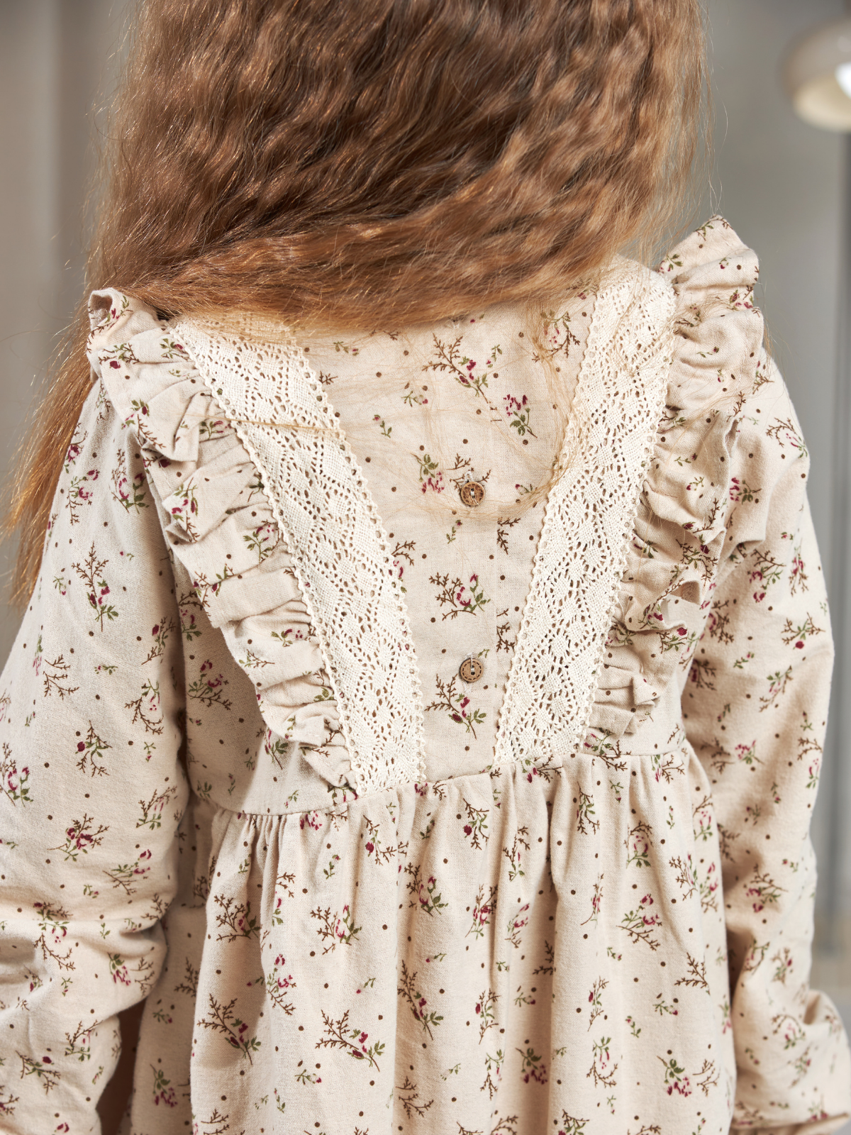 Платье MOUN платье_фланель/кружево_букет/беж - фото 6