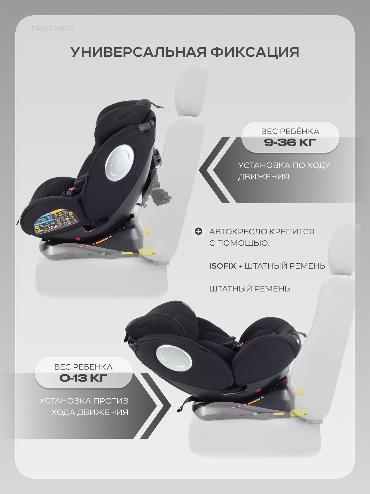 Автокресло Rant Basic Twist Isofix 0+/1/2/3 (0-36 кг) черный - фото 7