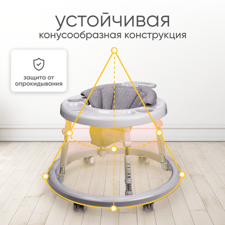 Ходунки детские для мальчиков и девочек Solmax складные, каталка для малышей серая