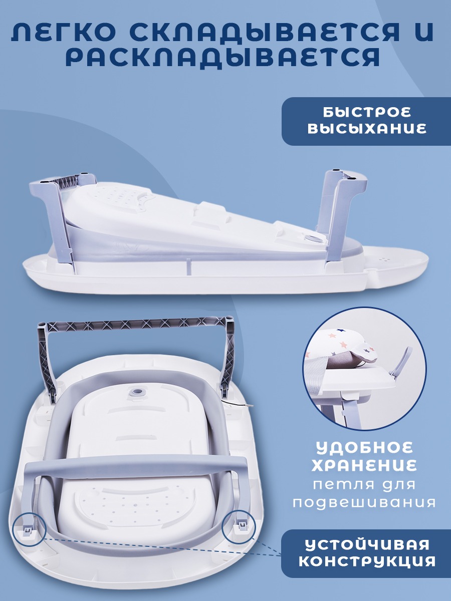 Ванночка agex с матрасиком серый - фото 7