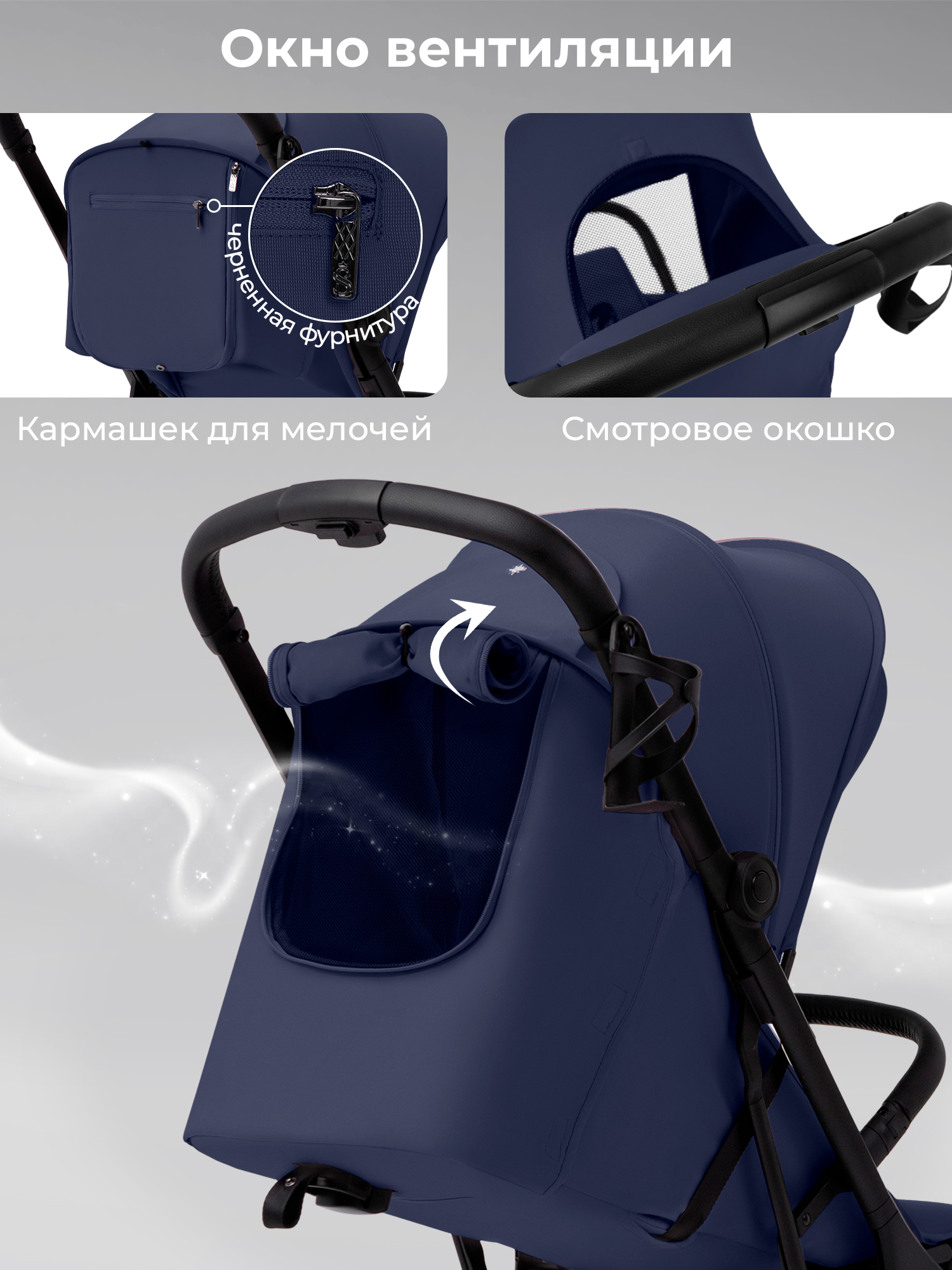 Коляска прогулочная Sweet Baby синий - фото 6