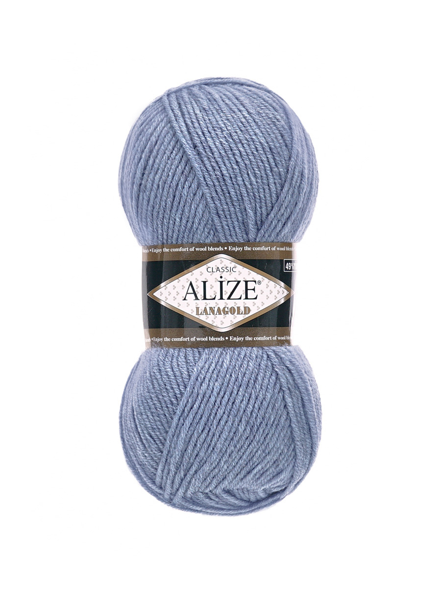 Пряжа Alize полушерстяная мягкая тонкая теплая Lanagold 100г 240м 5 шт 221 светло-джинсовый - фото 4