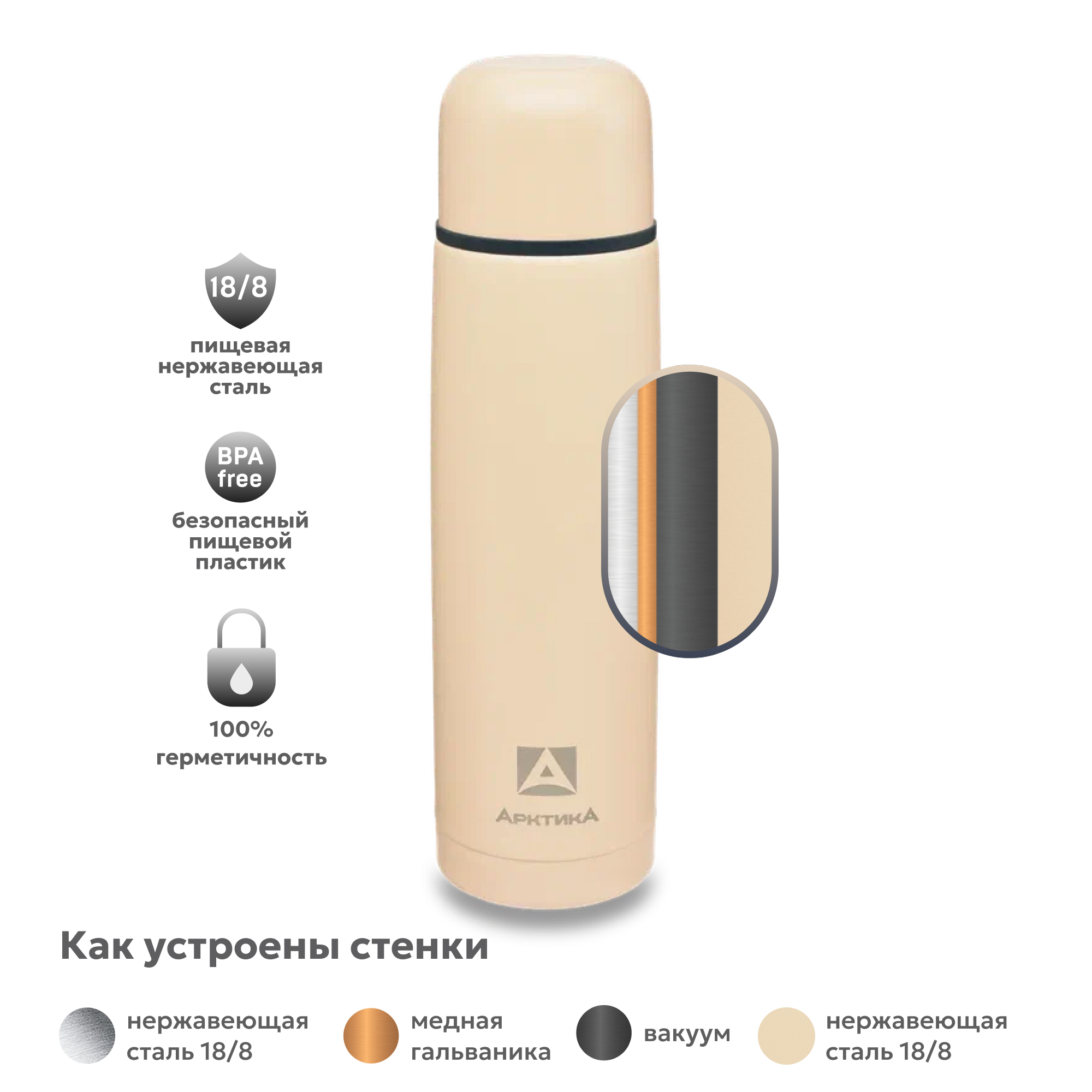 Термос Арктика 101-1000 песок - фото 3