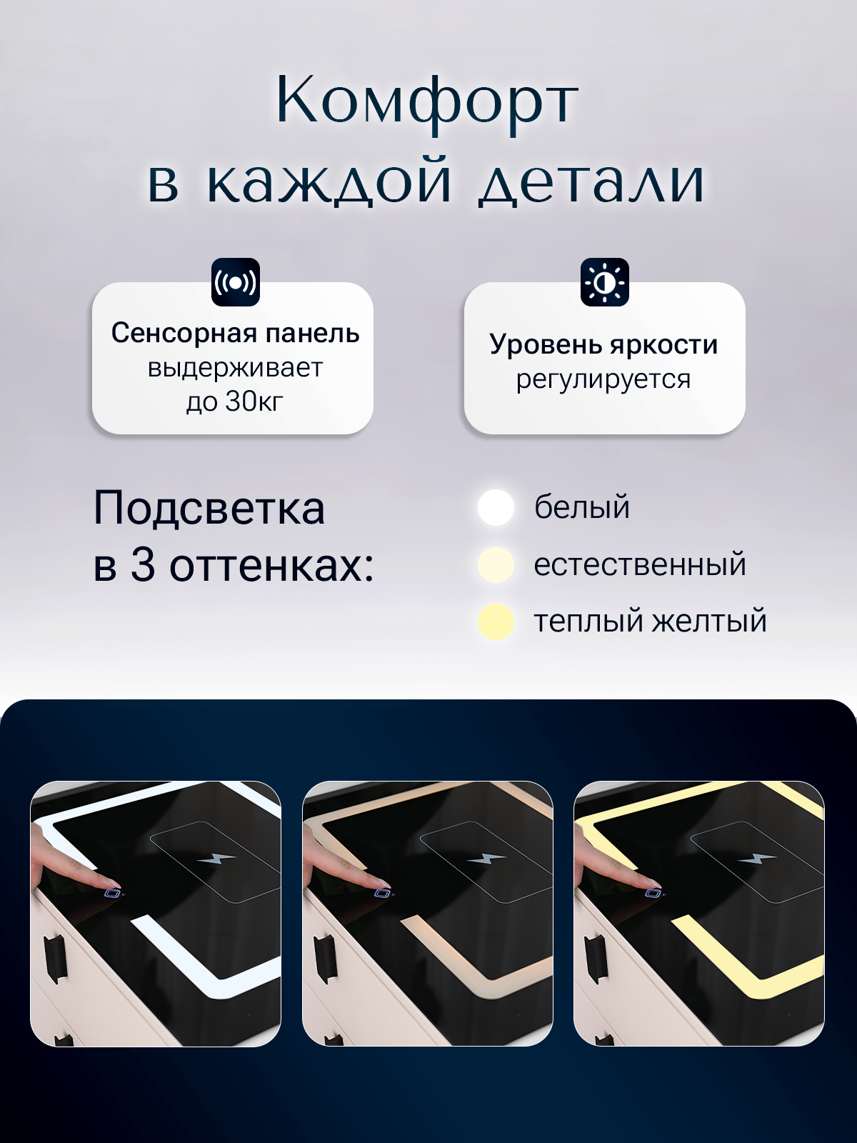 Тумба ExzoHome Смарт (белый, молочный) - фото 3