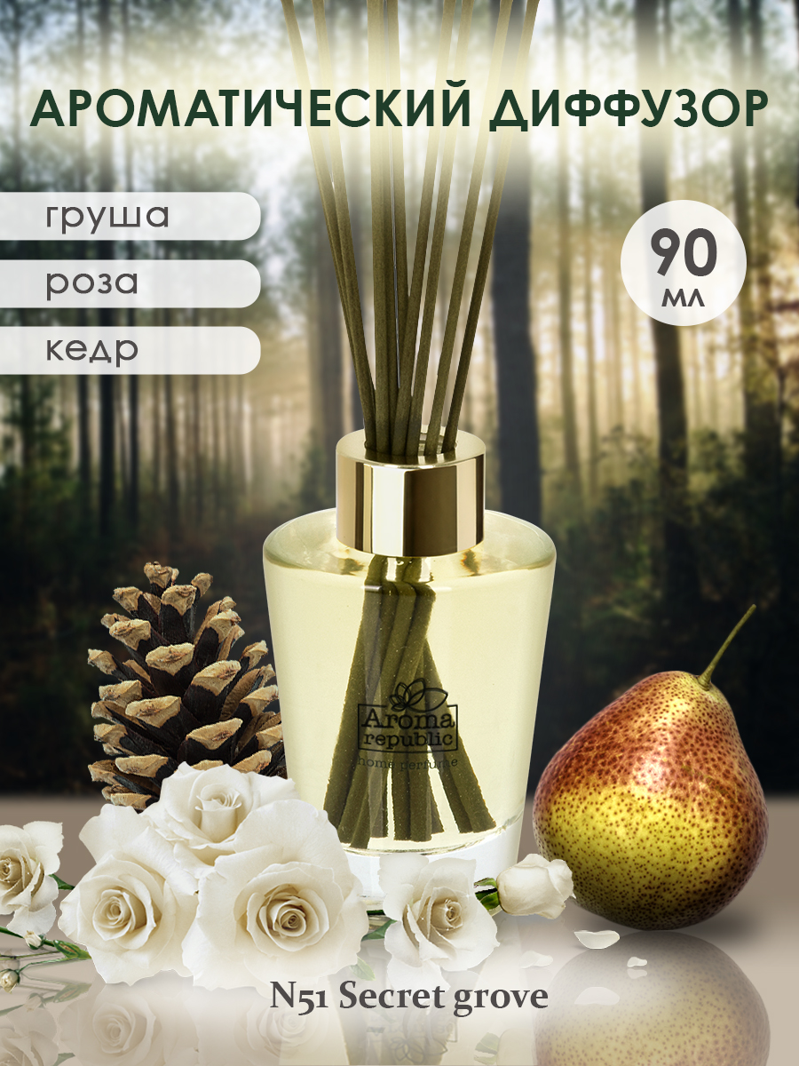 Ароматический диффузор Aroma Republic в стеклянном флаконе 90 мл №51 Secret grove - фото 2