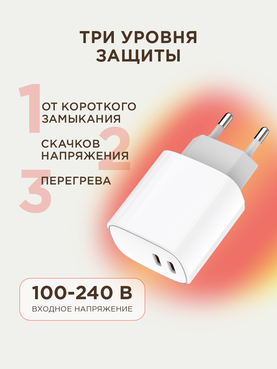 Зарядное устройство REXANT с двумя портами USB-C + USB-C 20Вт - фото 2