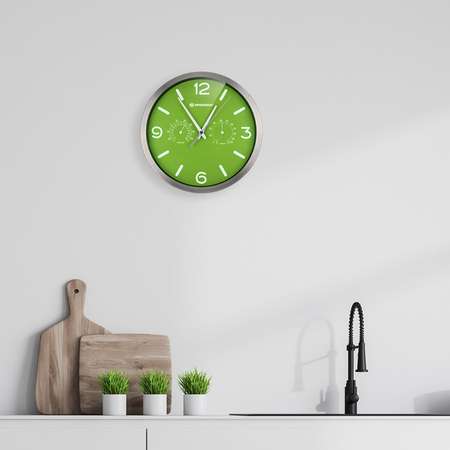 Часы настенные Bresser MyTime ND DCF Thermo/Hygro 25 см зеленые