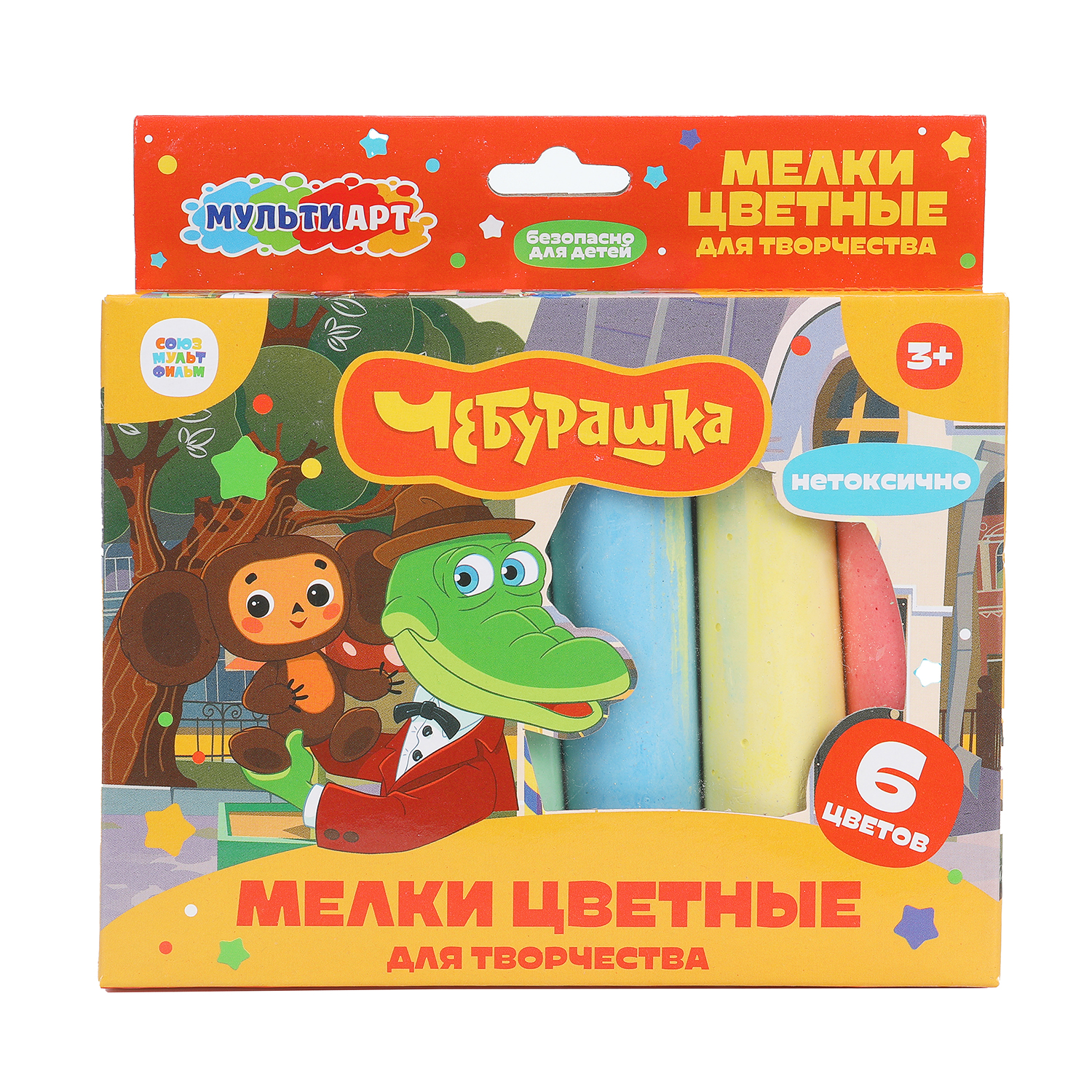 Мелки Мультиарт Чебурашка 6цветов 371492 - фото 2