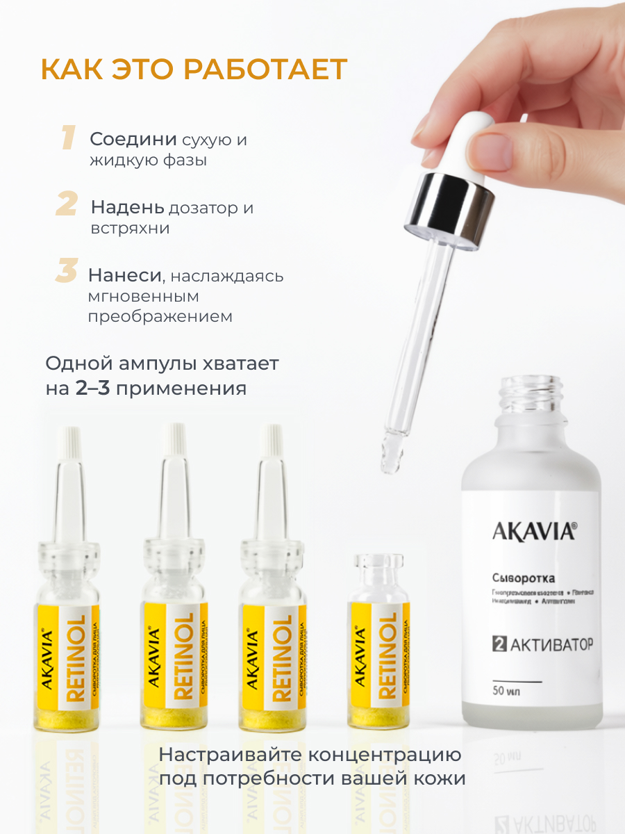 Сыворотка АКАВИЯ Для лица от морщин с ретинолом 12 шт. - фото 8