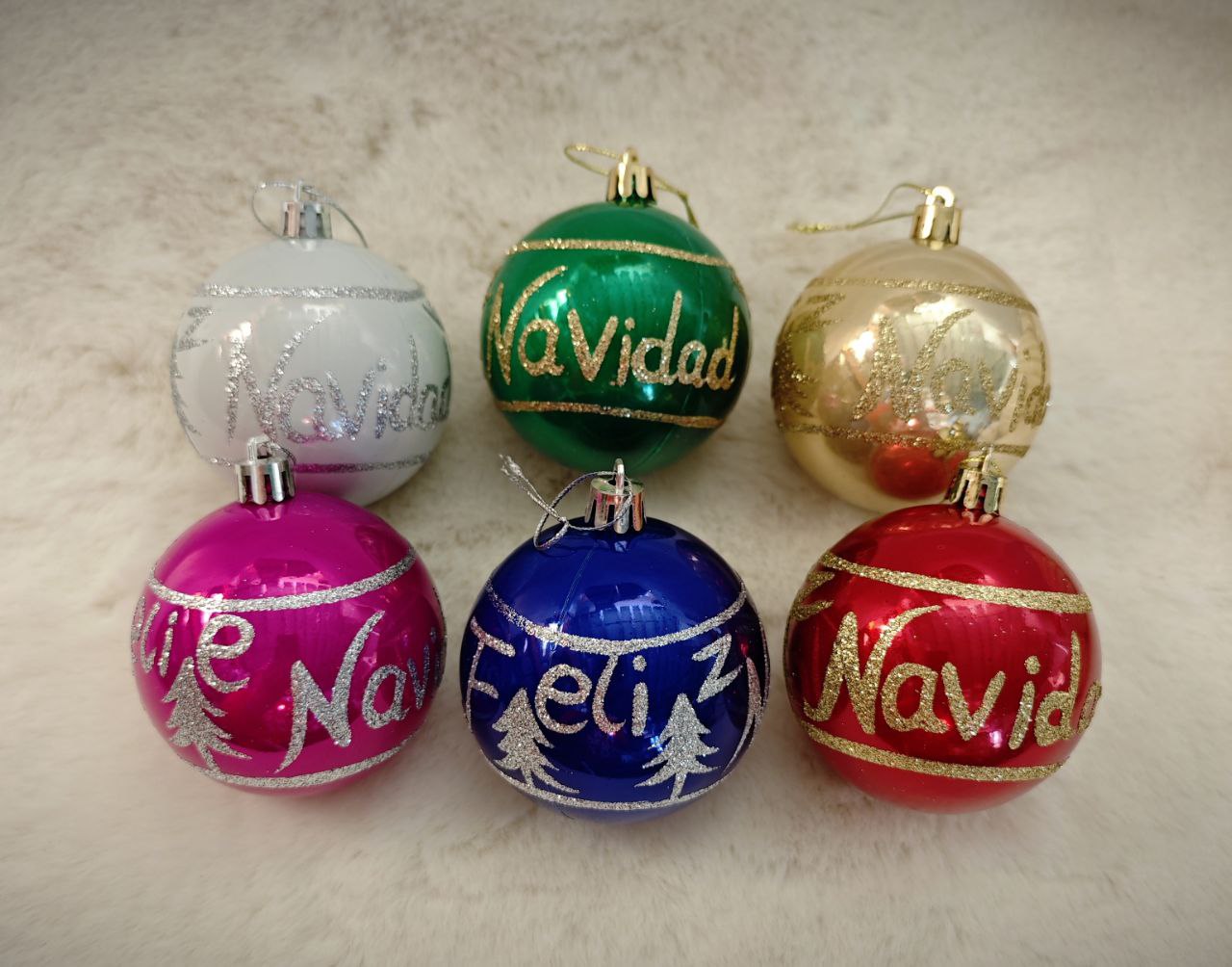 Шар новогодний разноцветный 6шт 8см Магия праздника MAG1939-1 - фото 1