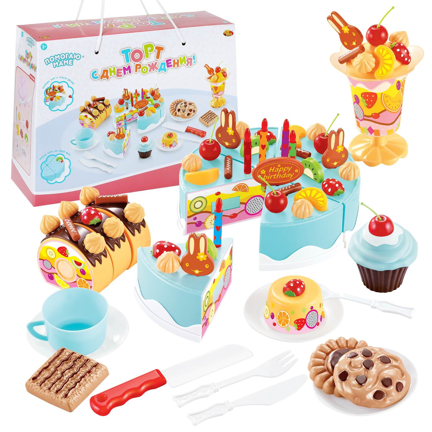 Игровой набор Abtoys продукты, прилавок, касса, тележки и корзинки - фото 1
