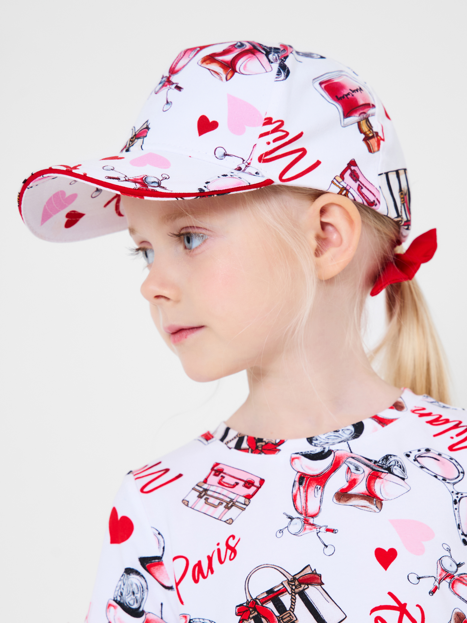 Изображение товара Бейсболка PlayToday 52 белая с принтом и бантиком