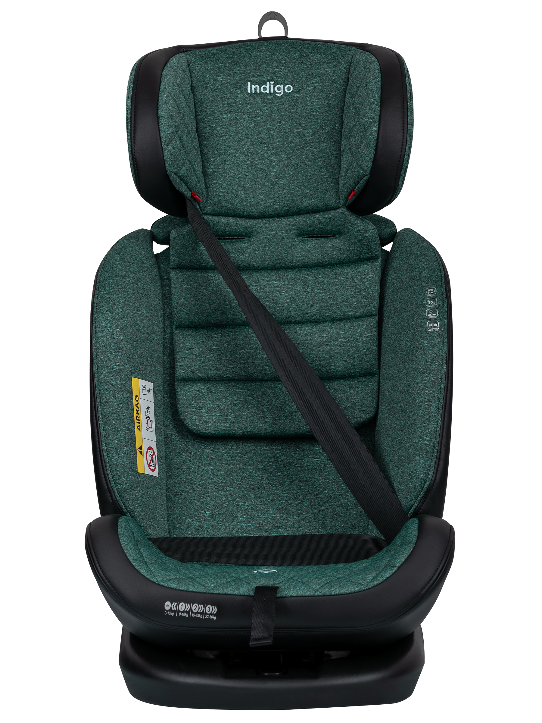 Автокресло Indigo Aero, зеленый Isofix 0+/1/2/3 (0-36 кг) - фото 5