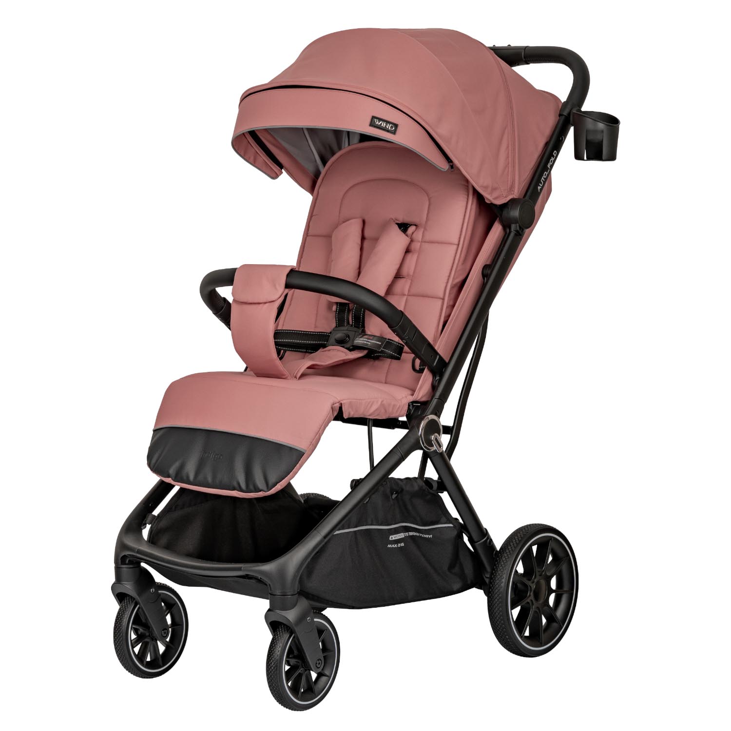 Коляска прогулочная Indigo Wind с автосложением, розовый розовый - фото 10