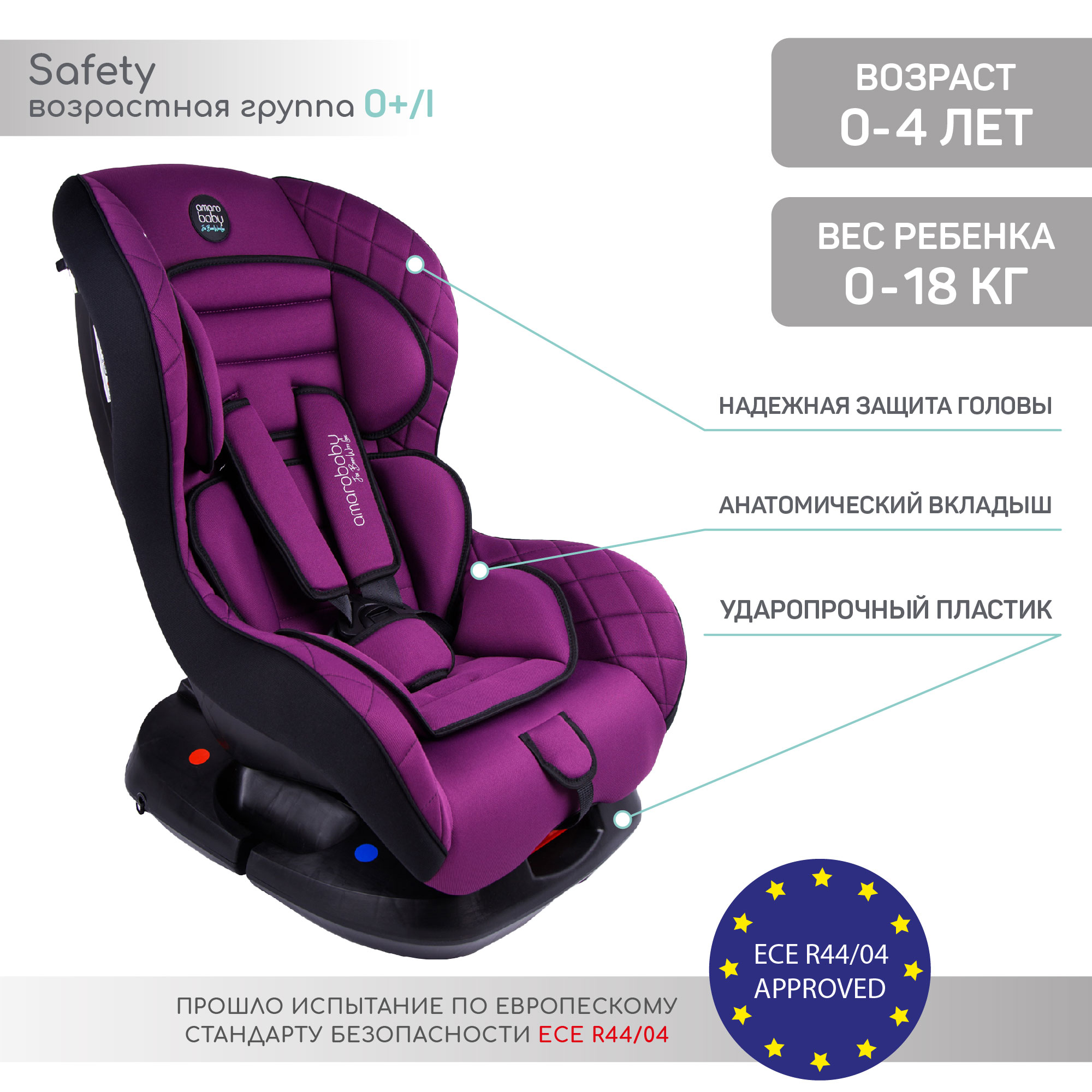 Автокресло Amarobaby 0+/1 (0-18 кг) - фото 3